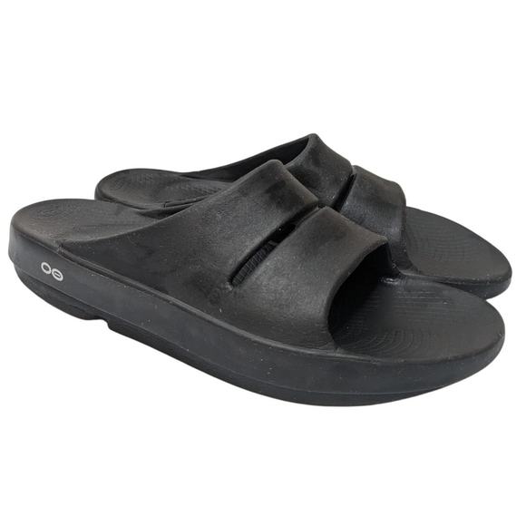 OOFOS OOahh Slide Sandal Women's Size 12 Men's 10 EU 43 Recovery Sandal Black - Picture 1 of 7